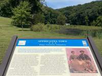 Signage placed at Dunbar Cave State Park historic location of Affricanna Town