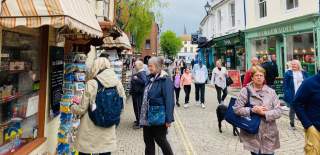 People walking down Christchurch High Street