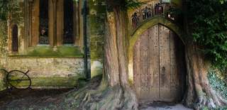 Door in Stow on the Wold church that inspired Tolkein's Doors of Durin