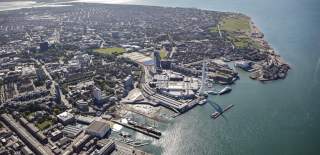 An aerial photograph looking out over the south west of Portsea Island