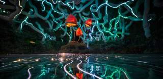 Electric mushrooms at Wake The Tiger Bristol - credit Andre Pattenden