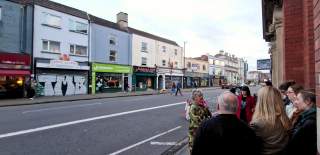 Sheila Hannon touring a group around Bedminster, Bristol
