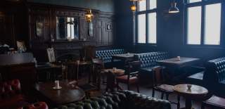 Interior of glamorous bar in low light