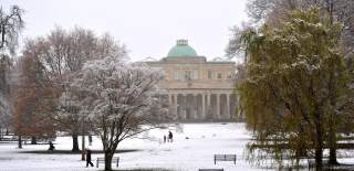 Pittville Pump Room Cheltenham in the snow