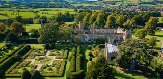 Stunning Sudeley Castle with it's church and gardens surrounded by lush rolling hills and trees