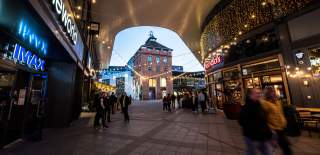 The Brewery Quarter Cheltenham at night