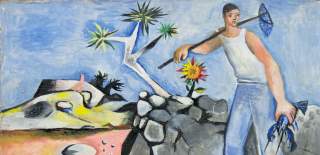 A painting by John Craxton of a greek fisherman