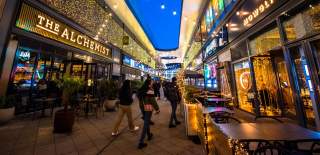 The Brewery Quarter Cheltenham at night