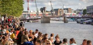 Crowds along the harbour at Bristol Harbour Festival - Credit Paul Box