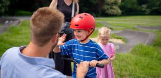 A family enjoying the Pump Track at Hilsea Lines