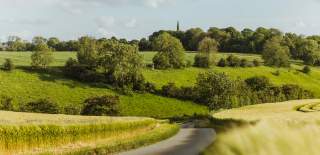 The green fields of the Yorkshire Wolds with Sir Tatton Skyes monument stood in the background.