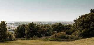 Looking out from Portsdown Hill over the cityscape of Portsmouth and the surrounds