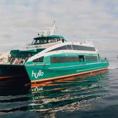The Hullo ferry at sea.