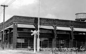 black and white picture of the Woodstock Typewriter Factory