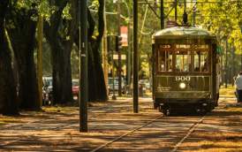 St. Charles Avenue Streetcar in Uptown New Orleans
