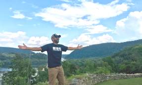 DJ Roche from DC101 enjoying the view at Harpers Ferry Brewing