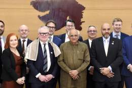 The delegation of the West Midlands Mayoral Mission to India post with the Minister of Gujarat, February 2026
