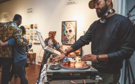 DJ and people attending event at The Cathedral in Austin Texas