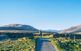 Woman taking a spring walk around Jacks Point
