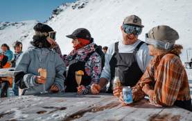 Spring Skiiers at Ice Bar, The Remarkables