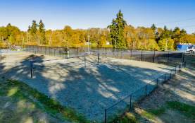 A beach volleyball court.