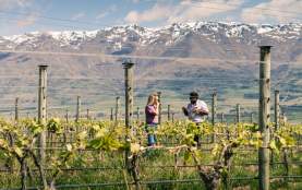 Winemaker Sascha giving a tour of a vineyard at Gibbston Valley Winery