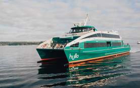 The Hullo ferry on the water.