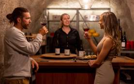 People tasing wine