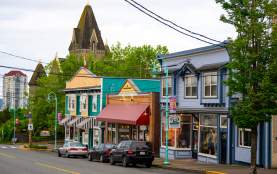 A row of colourful buildings in the old city quarter