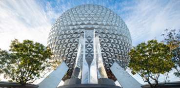 Water feature in front of Spaceship Earth at Epcot®