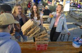 Playing Jenga at Constitution Yards