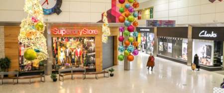 photo of a shopping centre with christmas decorations