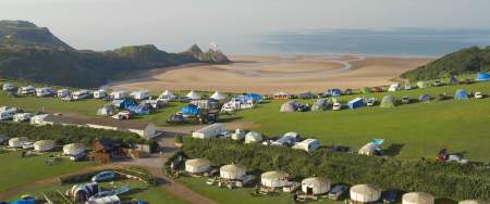 Campsite overlooking Three Cliffs Bay