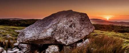 King Arthurs Stone in gower in the sunset