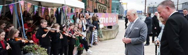 The King and Queen enjoy a flavour of this summer’s Fleadh Cheoil na hÉireann in Belfast