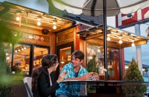 Couple dining outside