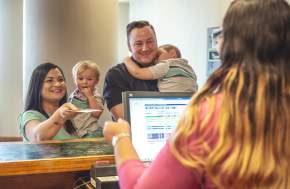 Family checking in at Beaumont Hotel
