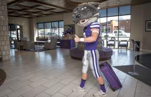Willie checking out a local hotel