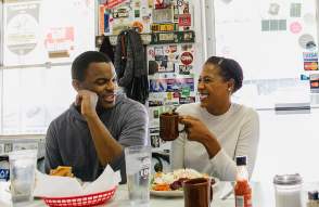 Couple eating at Fleetwood Diner