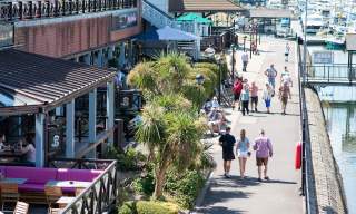 Photograph looking out over the walkways of Port Solent