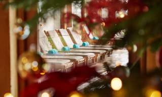 A row of loungers in the spa at Bailiffscourt Hotel, Sussex
