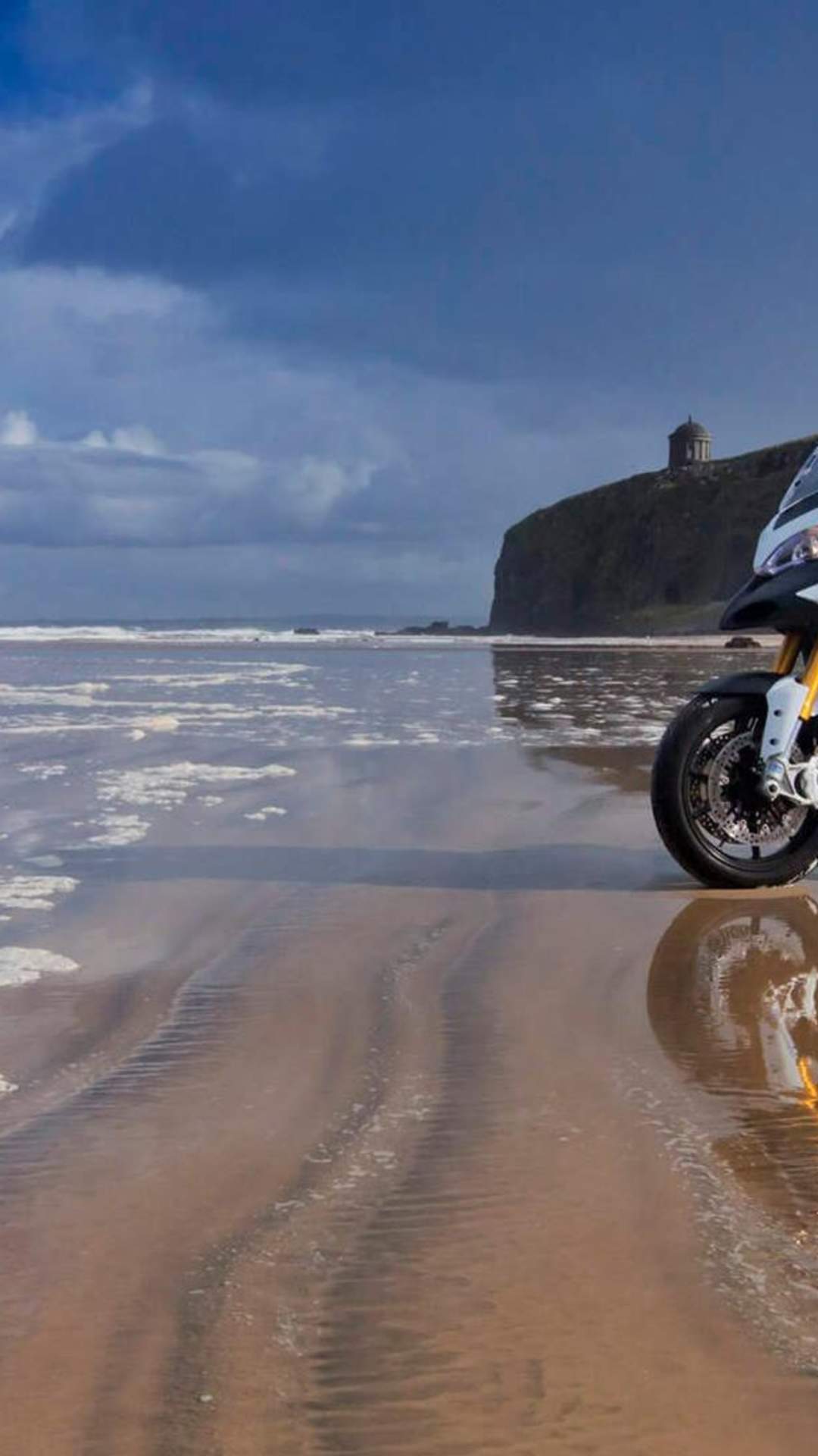 Motorbike parked up on Downhill Beach