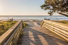 Boardwalk Leading To A Pristine Beach In The Golden Isles, GA