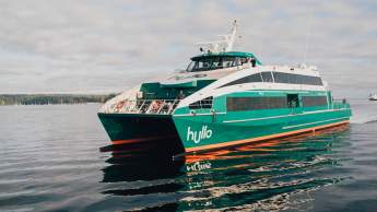 The Hullo ferry at sea.