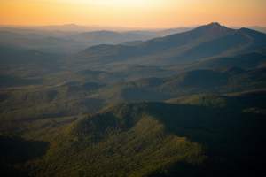 Green Mountains with sunset