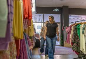 Mother and Daughter shopping in downtown Salina, Kansas