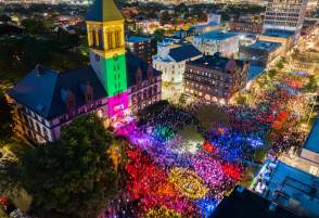 Aerial view of the 2023 Cambridge Dance Party