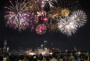 People admiring the 4th of July fireworks