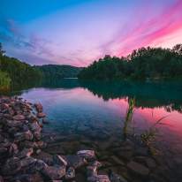 Green Lakes Spring Sunset Blue and Pink