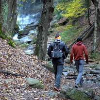 Two men hiking at Tinker Falls